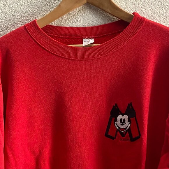 VTG 80s Champion Disney Mickey Mouse Crew Sweatshirt Adult Unisex Large Red - Picture 4 of 4